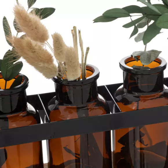 Eminza Soliflores Bois Et Métal Sophie Noir