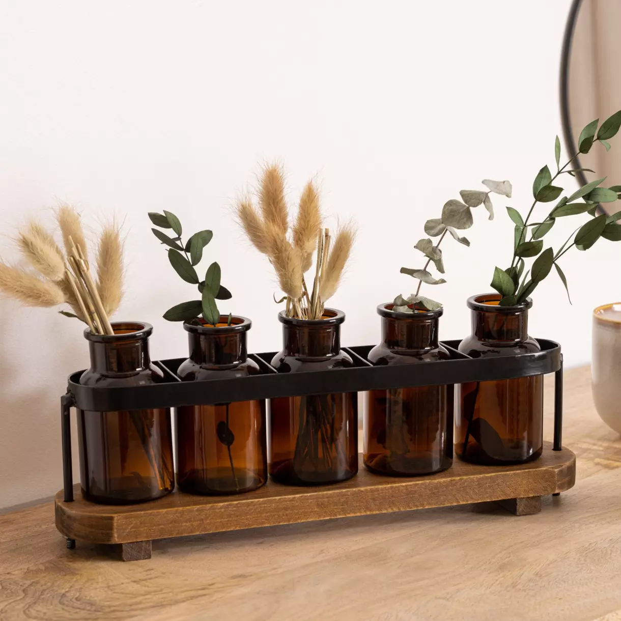 eminza Soliflores bois et métal Sophie Noir