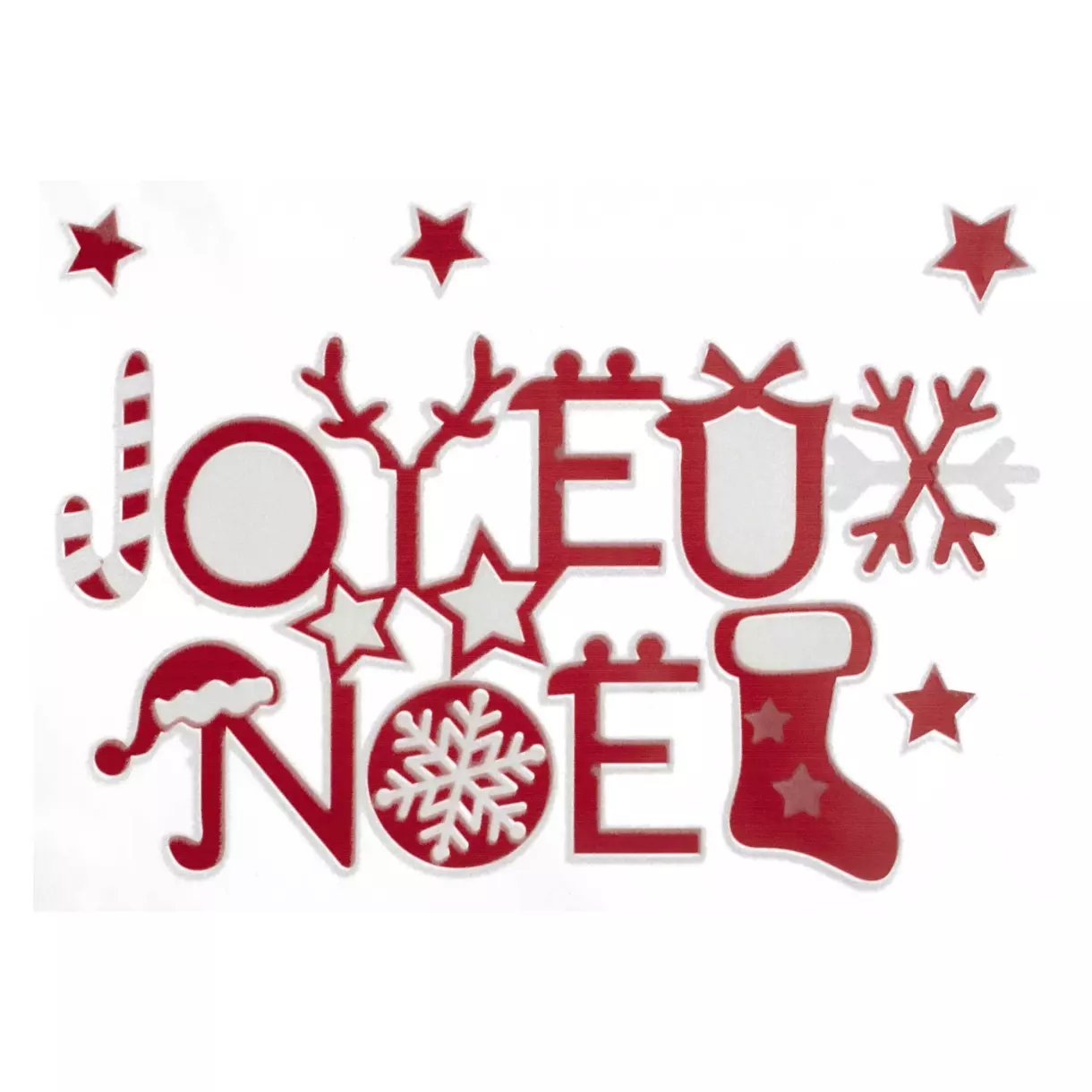 eminza Sticker pour vitre Joyeux Noël rouge