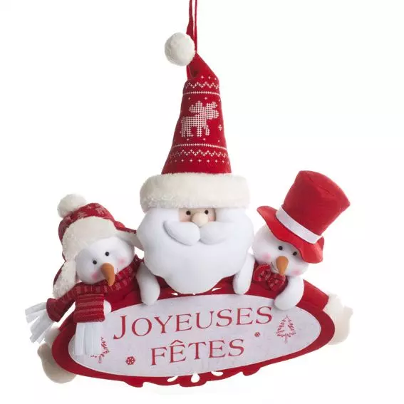 eminza Suspension de fête (H15 cm) Santa Rouge