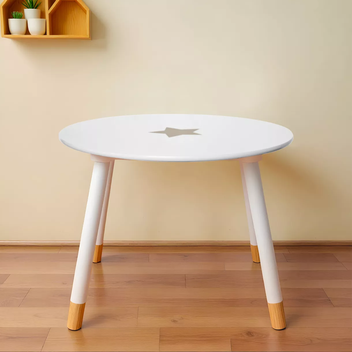 eminza Table enfant bois (H44 cm) Stars Blanche