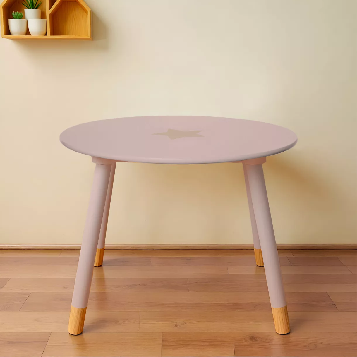 eminza Table enfant bois (H44 cm) Stars Rose