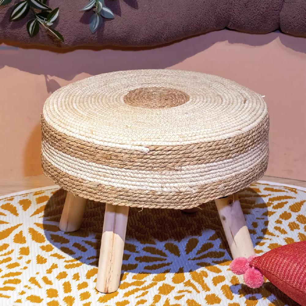 eminza Tabouret déco (D50 x H35 cm) Algue Naturel