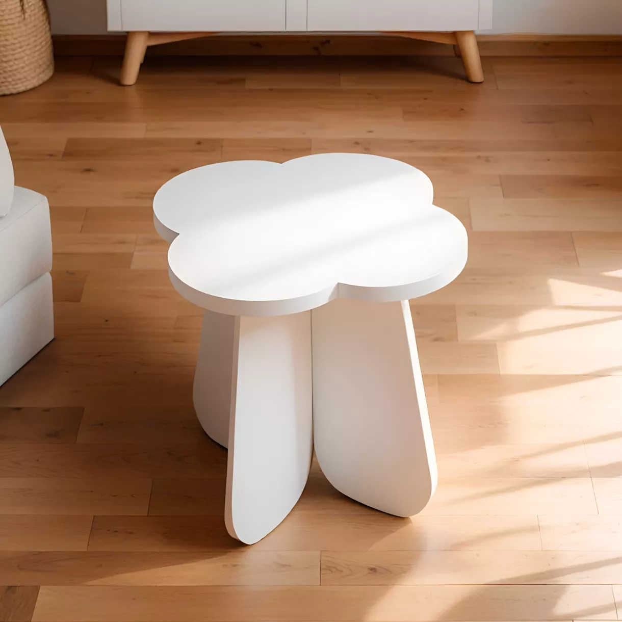 eminza Tabouret enfant bois (H29 cm) Nuage Blanc