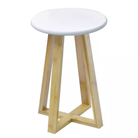 Eminza Tabouret Plateau (H43 Cm) Bambou Blanc