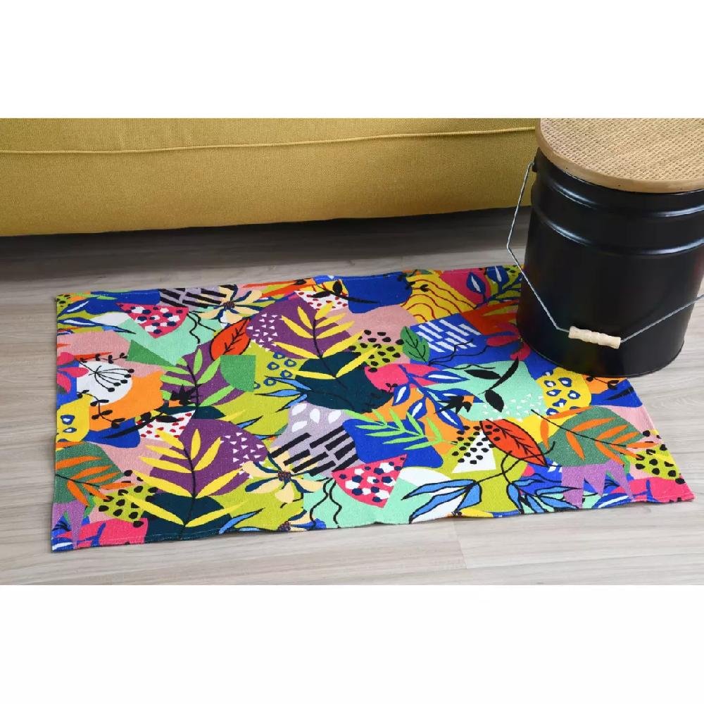 eminza Tapis coton (90 cm) Popart Bleu canard