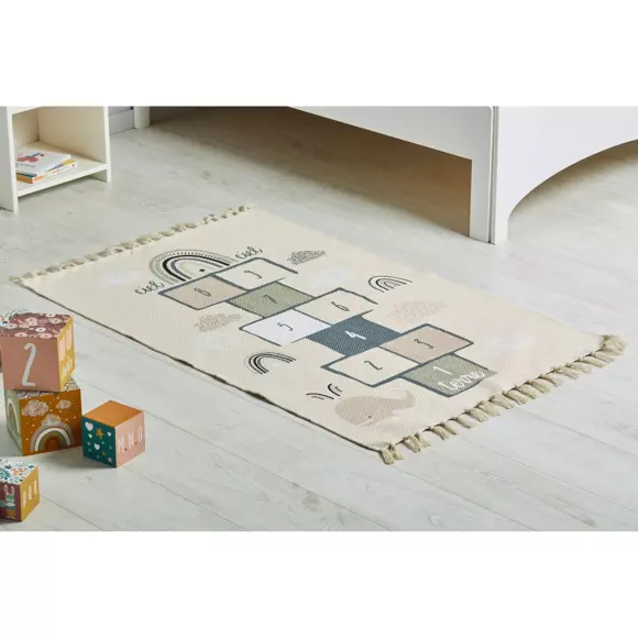 Eminza Tapis Coton Enfant (120 Cm) Marelles Beige