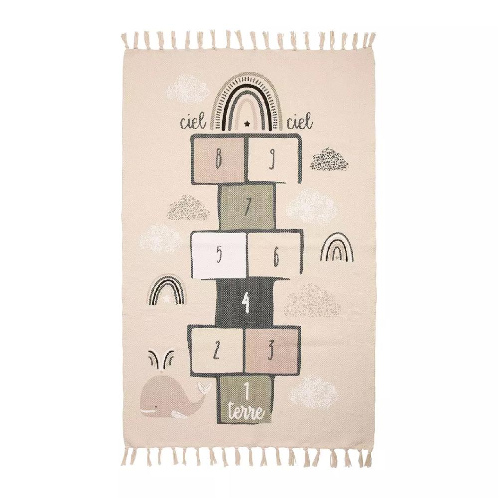 eminza Tapis coton enfant (120 cm) Marelles Beige