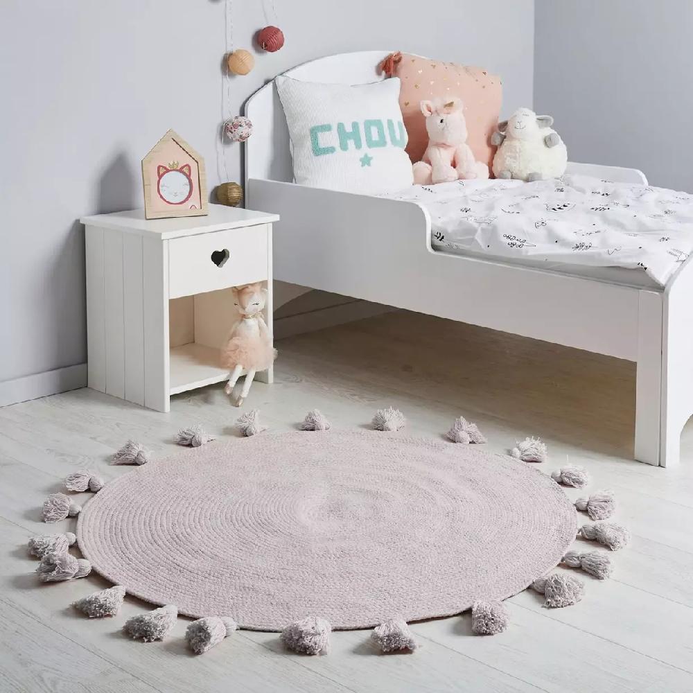 eminza Tapis coton enfant (90 cm) Lou Gris