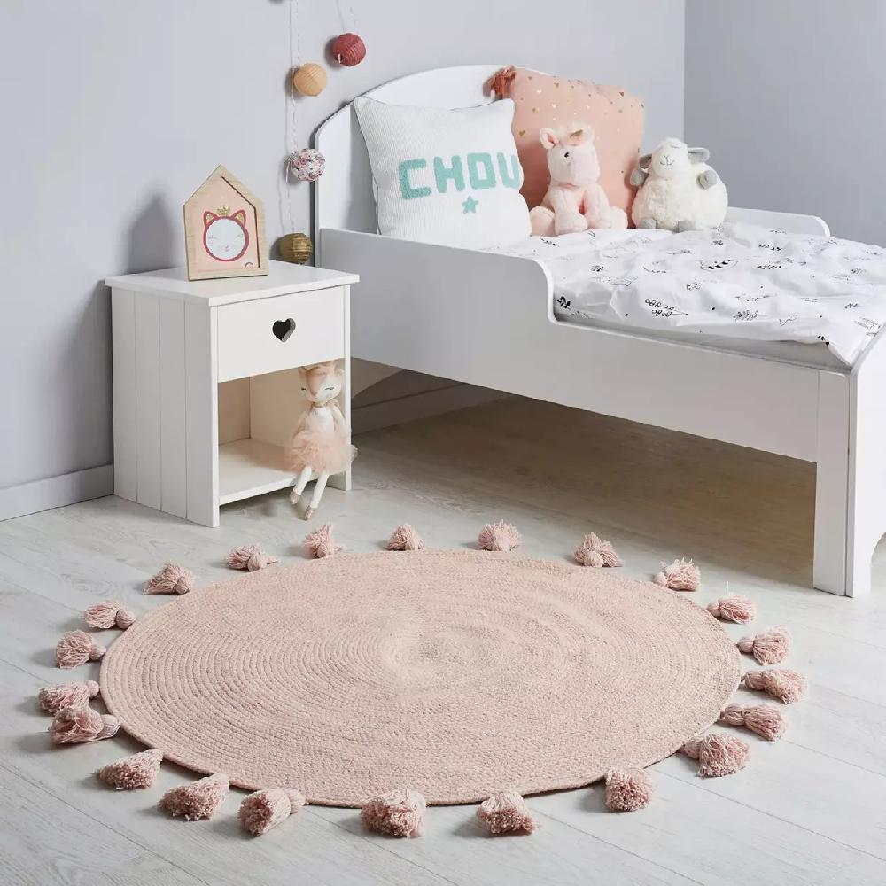 eminza Tapis coton enfant (90 cm) Lou Rose