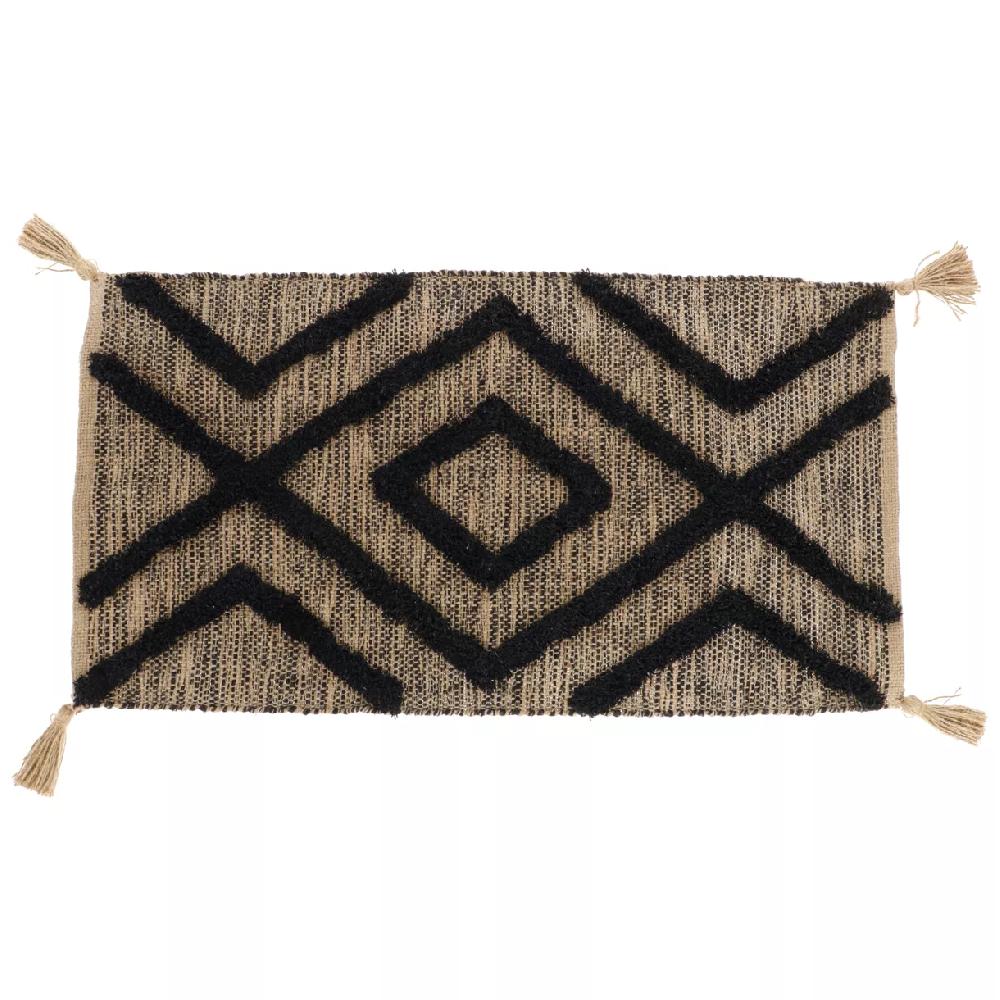 eminza Tapis coton et jute (45 x 90 cm) Lagos Noir