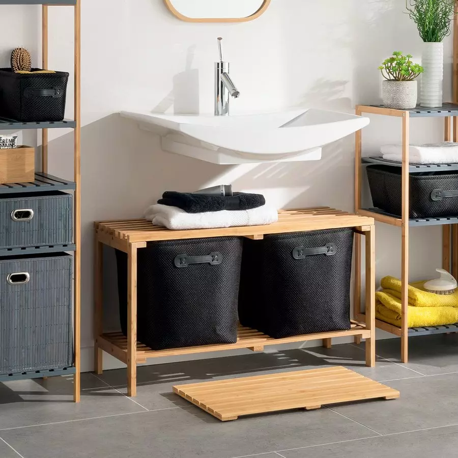 eminza Tapis de bain caillebotis Nadine Bambou