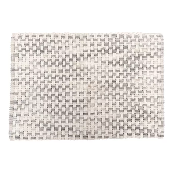 Eminza Tapis De Bain Coton (50 X 75 Cm) Tresse Gris