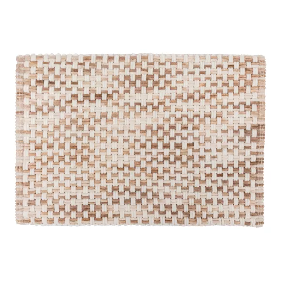 Eminza Tapis De Bain Coton (50 X 75 Cm) Tresse Taupe