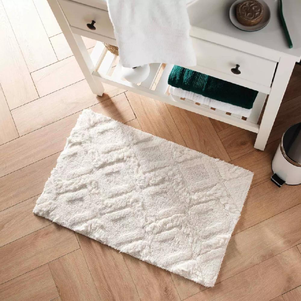 eminza Tapis de bain coton (50 x 80 cm) Ikatis Blanc