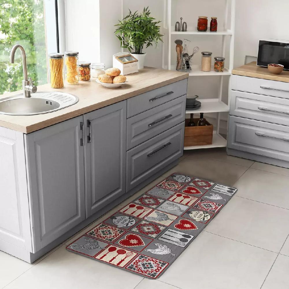 eminza Tapis de cuisine (45 x 120 cm) Rustico Rouge