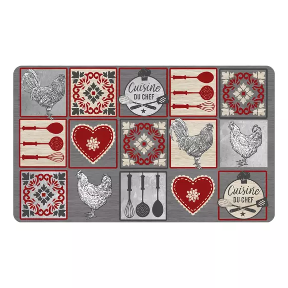 Eminza Tapis De Cuisine (45 X 75 Cm) Rustico Rouge