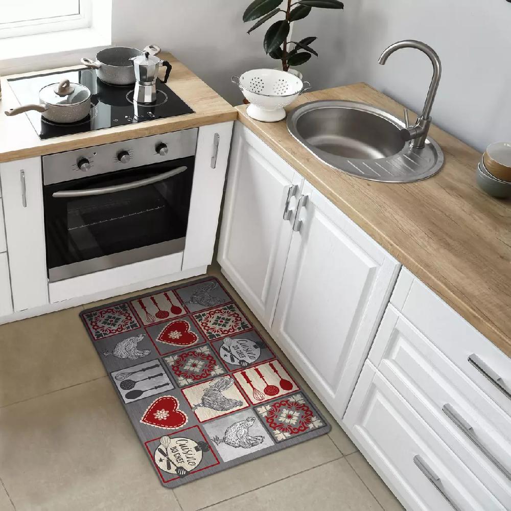 eminza Tapis de cuisine (45 x 75 cm) Rustico Rouge