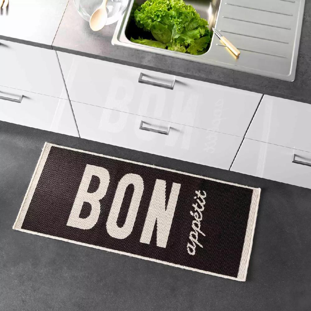 eminza Tapis de cuisine (50 x 120 cm) Appetito Noir