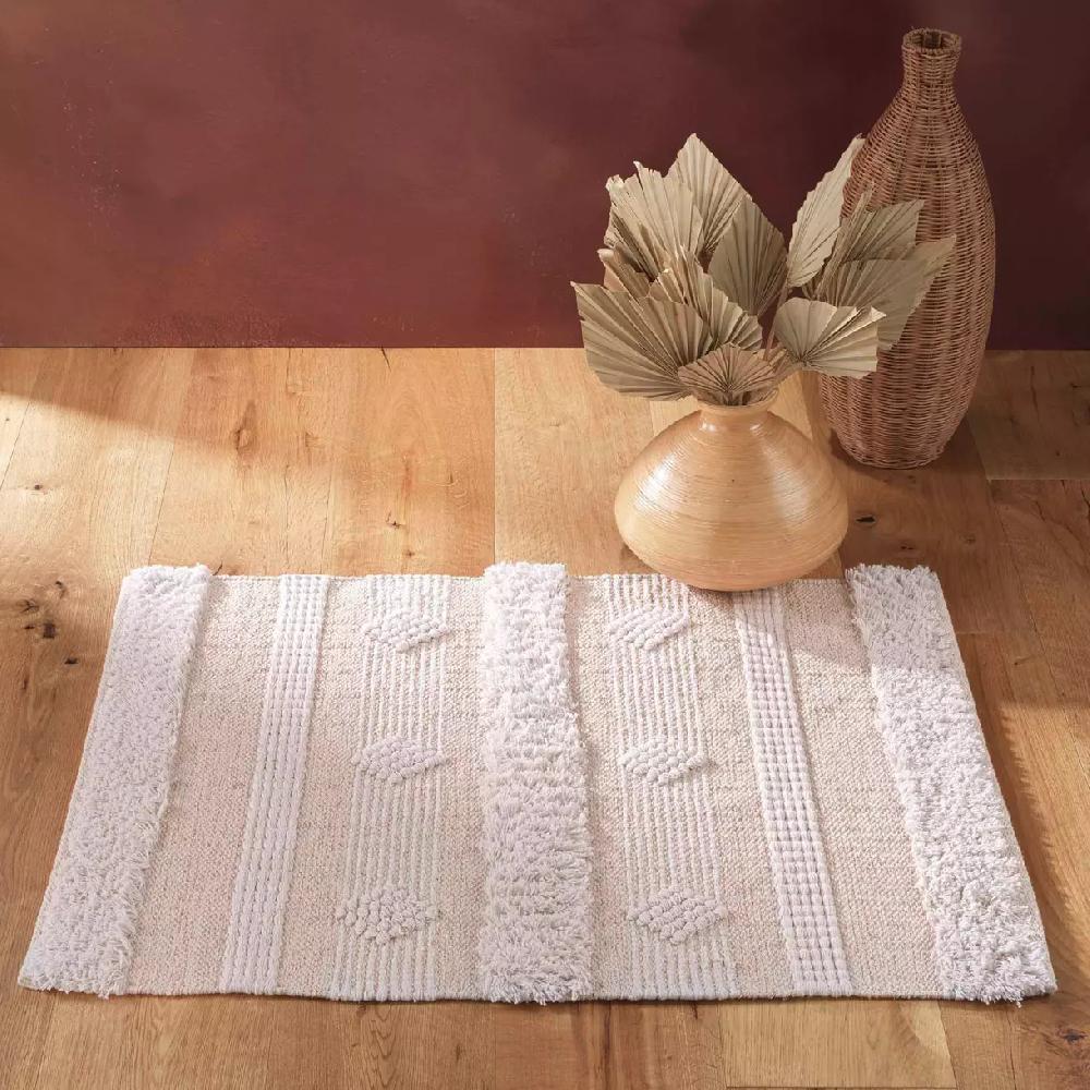 eminza Tapis de salon coton (60 x 90 cm) Athos Ecru