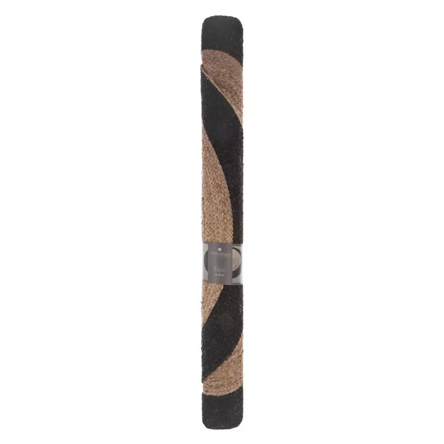 Eminza Tapis De Salon Jute Rond (120 Cm) Bord Noir