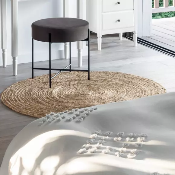 Eminza Tapis De Salon Jute Rond (120 Cm) Gio Beige