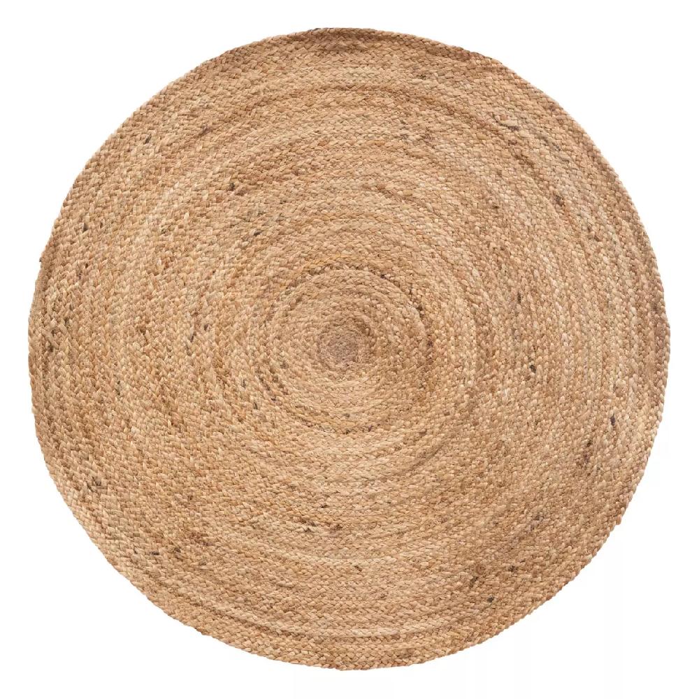 eminza Tapis de salon jute rond (80 cm) Domy Beige