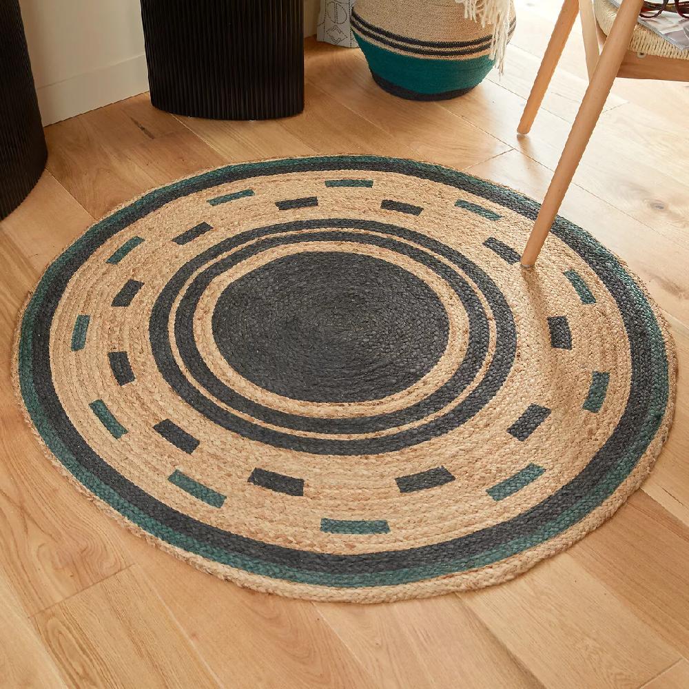 eminza Tapis de salon rond jute (120 cm) Mala Beige