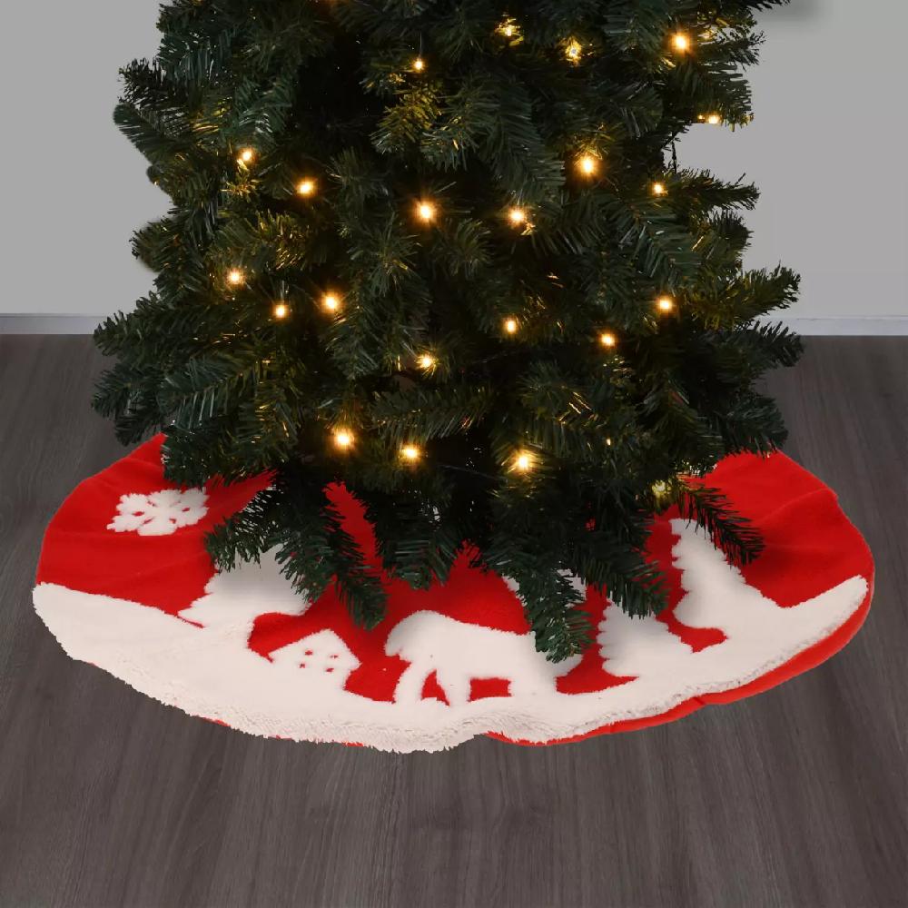 eminza Tapis de sapin rond (D85 cm) Forêt de Noël