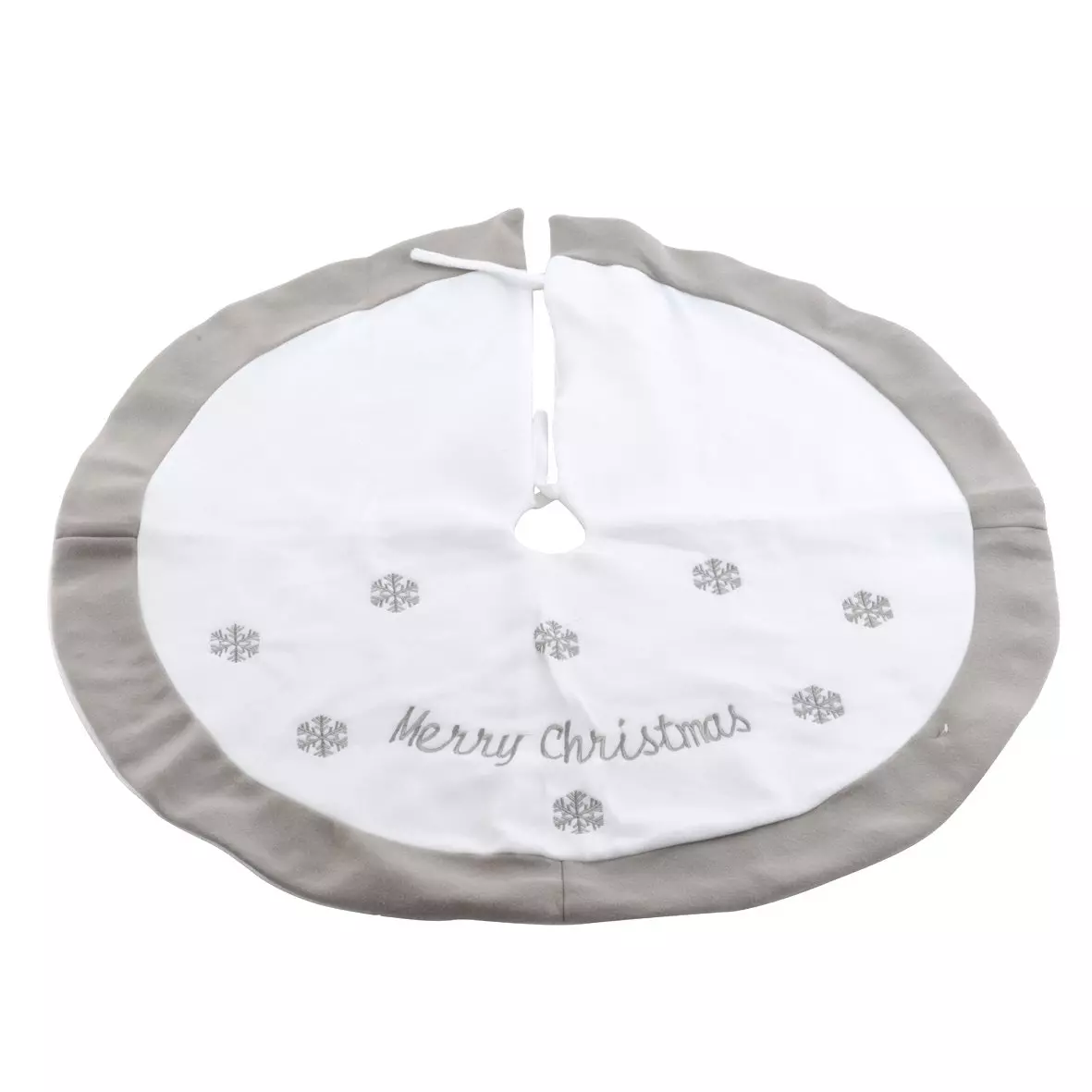 eminza Tapis de sapin rond (D89 cm) Snowflakes Merry