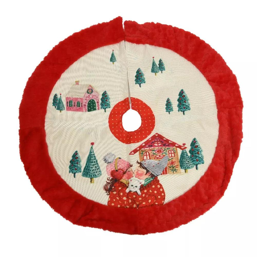 eminza Tapis de sapin rond (D90 cm) Paysage d'antan