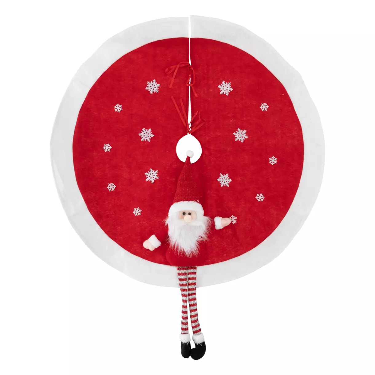 eminza Tapis de sapin rond (D90 cm) Père Noël rigolo