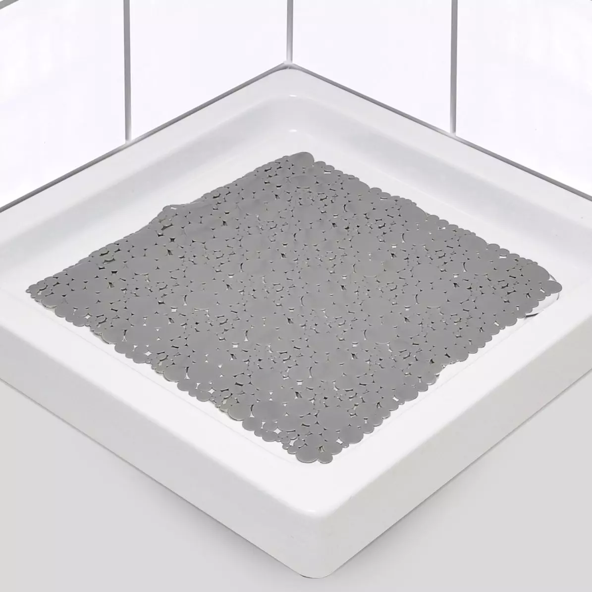 eminza Tapis fond de douche Galet Gris