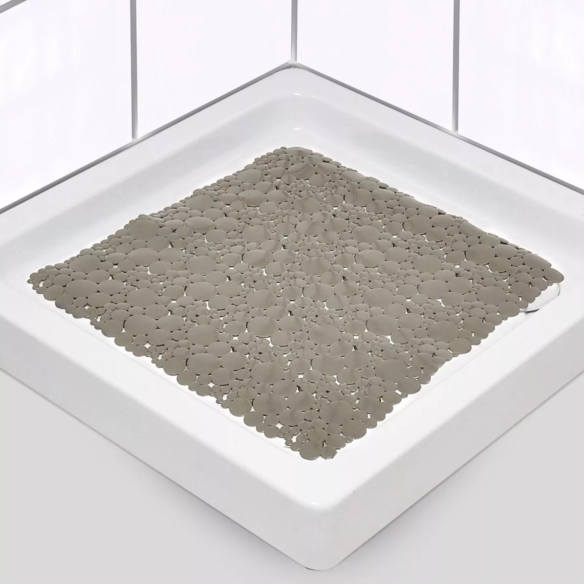 eminza Tapis fond de douche Galet Taupe