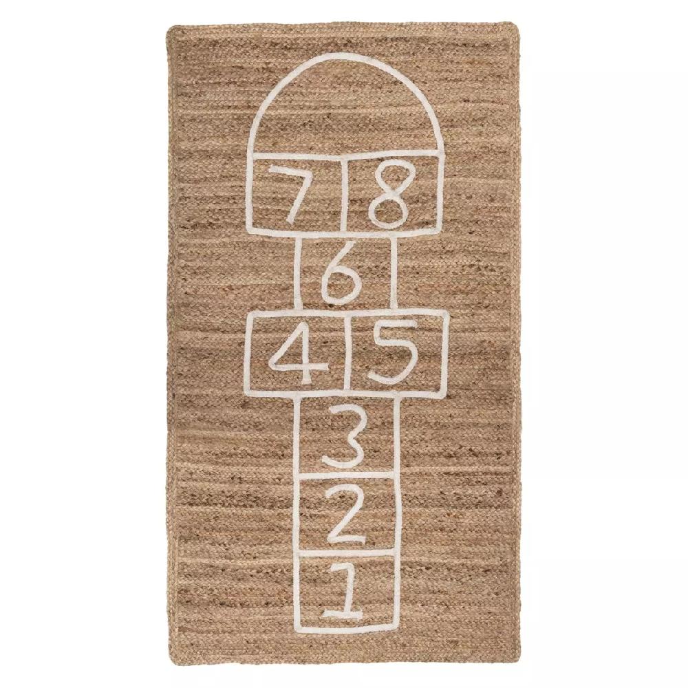 Eminza Tapis Jute Enfant (150 X 80 Cm) Marelle Beige