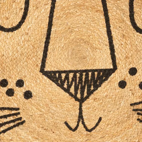 Eminza Tapis Jute Enfant (90 Cm) Lion Beige
