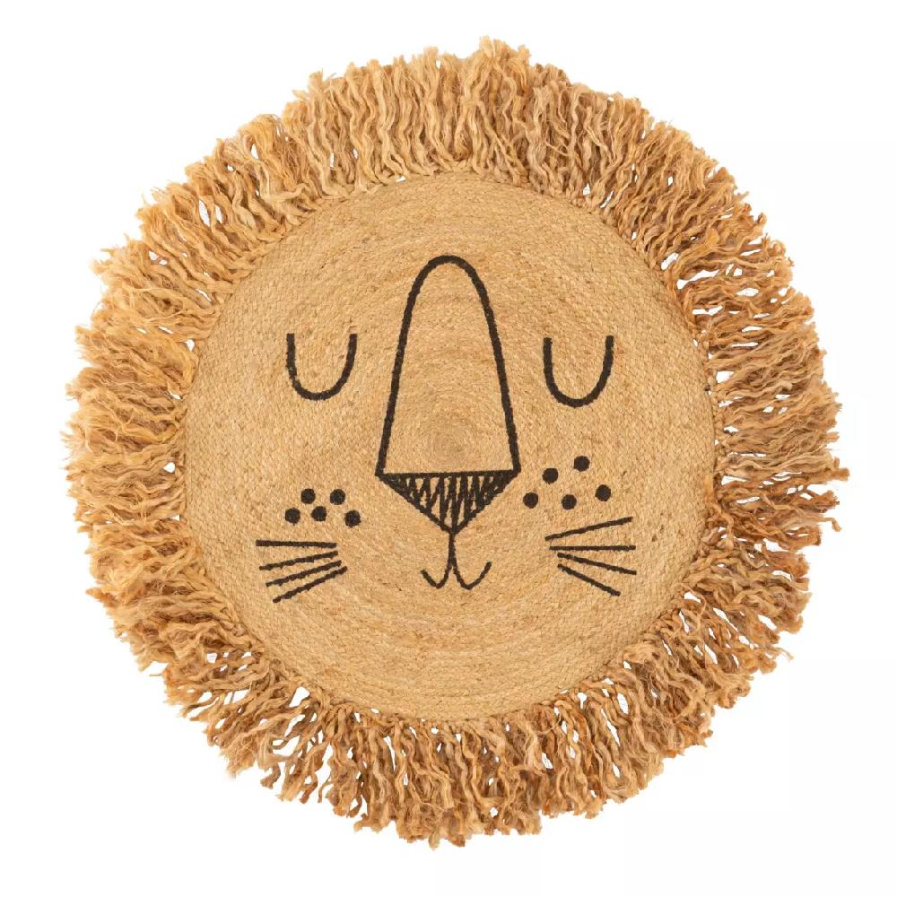 eminza Tapis jute enfant (90 cm) Lion Beige
