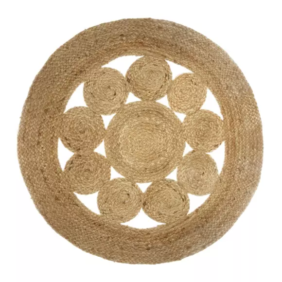 Eminza Tapis Jute Rond (80 Cm) Giusti Beige Naturel