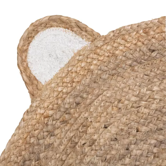 Eminza Tapis Rond Jute Enfant (100 Cm) Ourson Beige