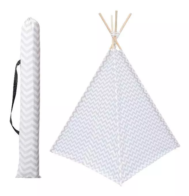 Eminza Tipi Enfant Bois Et Tissu (H160 Cm) Twin Gris