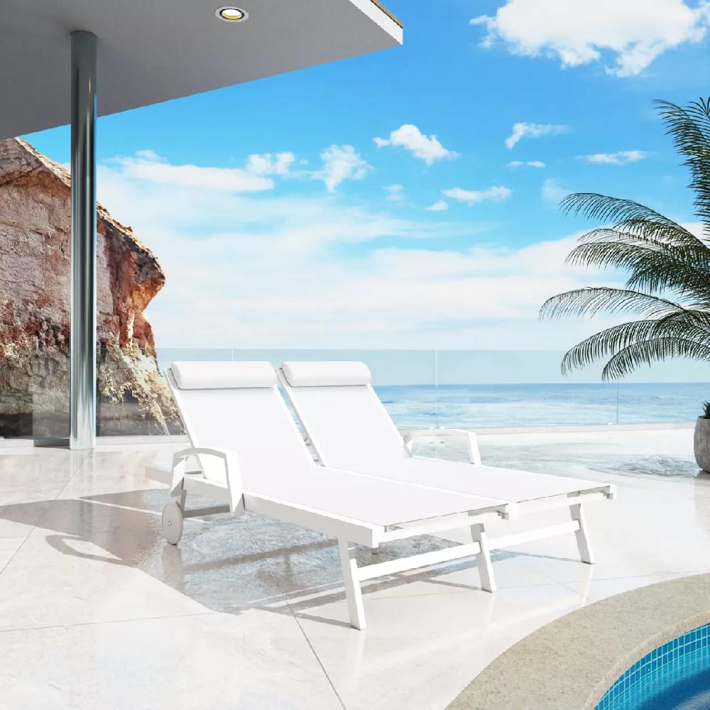 eminza Transat double en aluminium Pirae Blanc