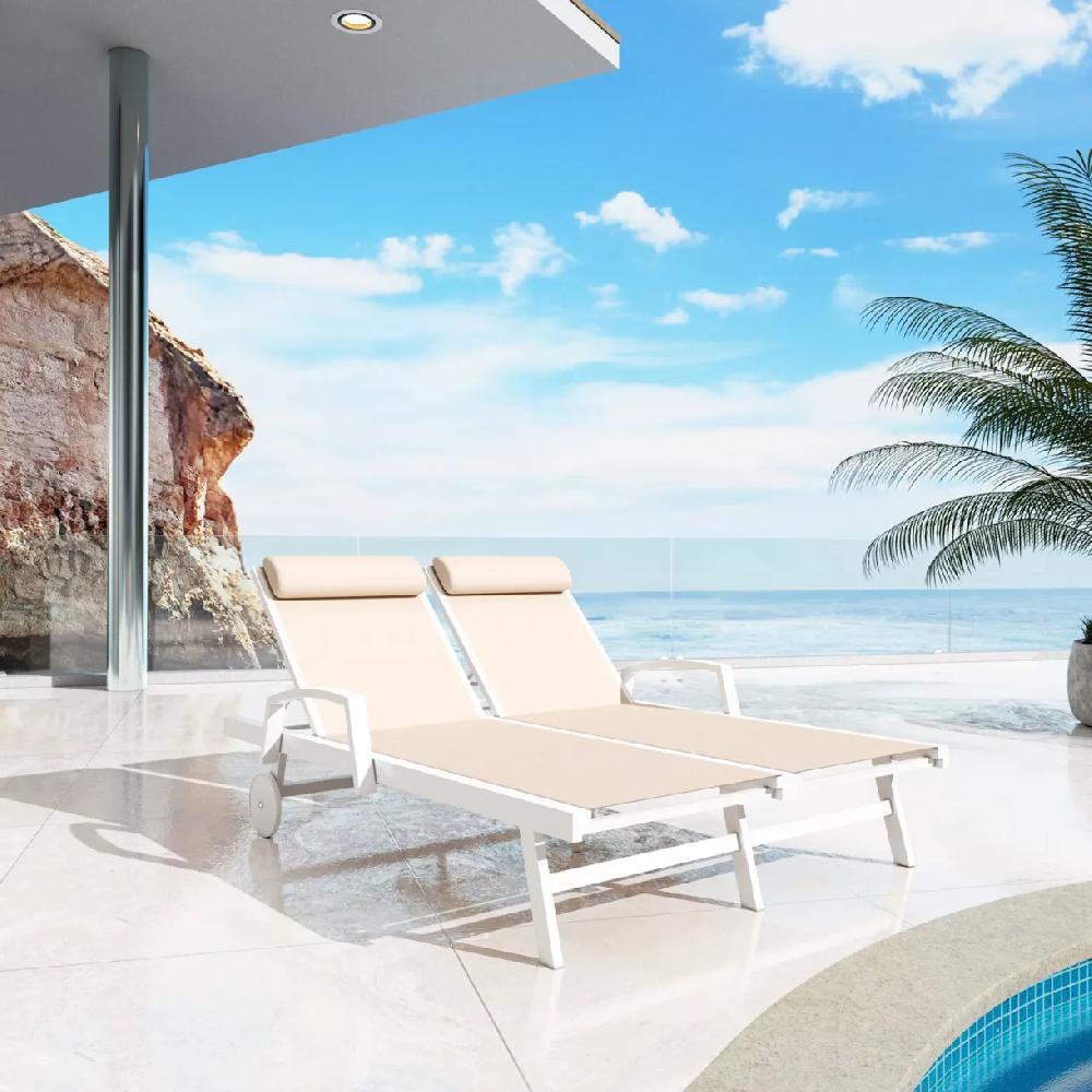 eminza Transat double en aluminium Pirae Ecru