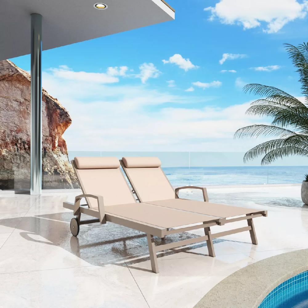 eminza Transat double en aluminium Pirae Taupe