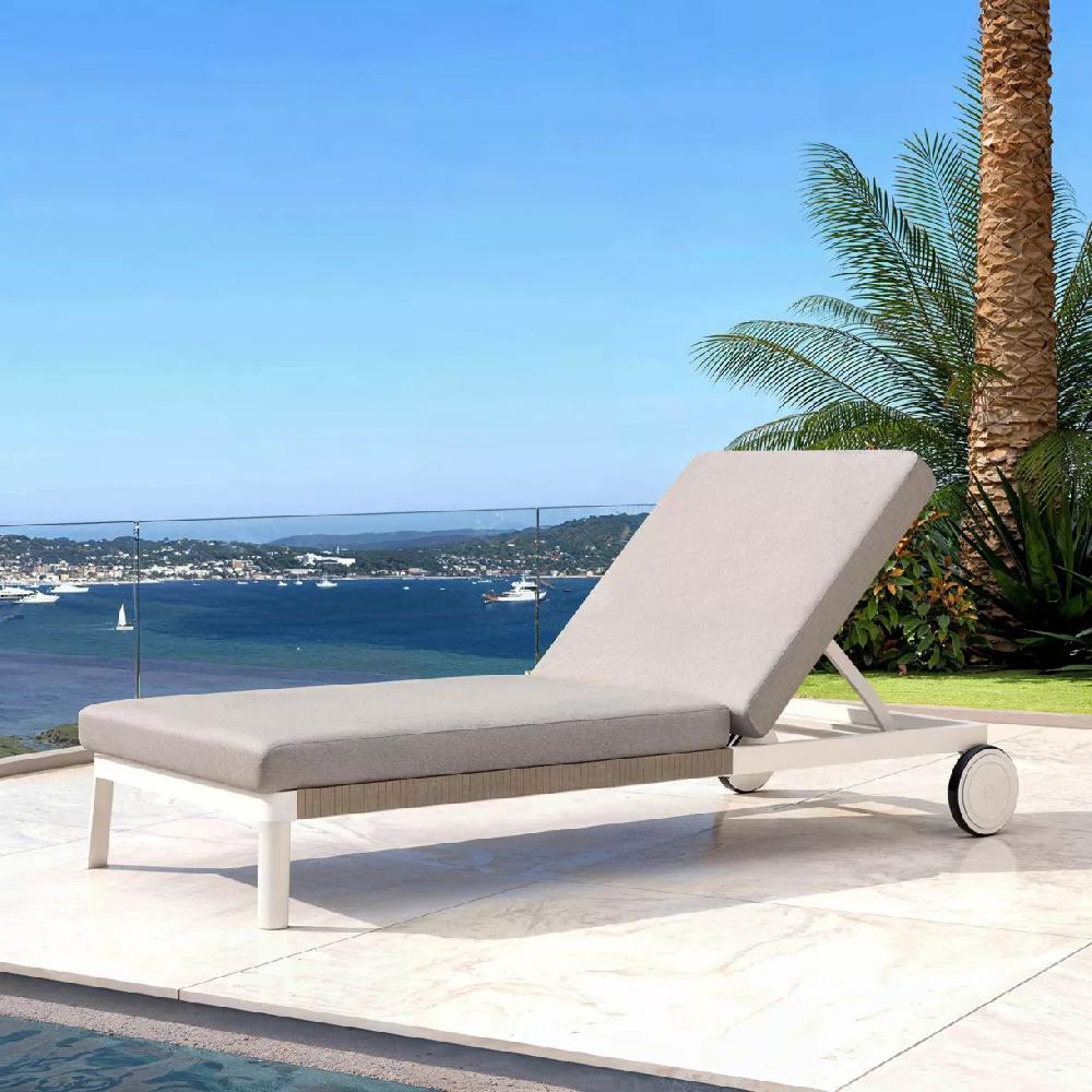 eminza Transat en aluminium Amalfi Blanc et taupe