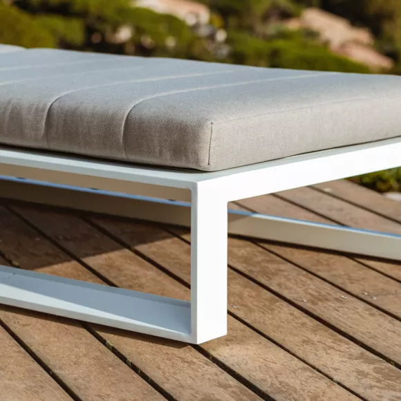 Eminza Transat En Aluminium Elba Blanc Et Taupe