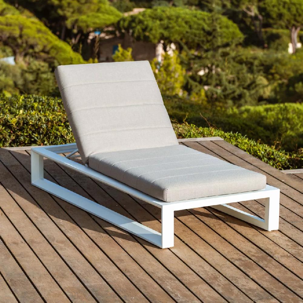 eminza Transat en aluminium Elba Blanc et taupe