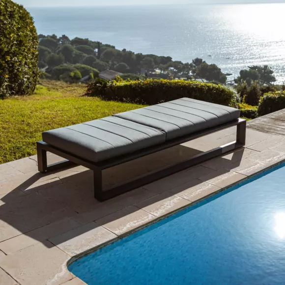 Eminza Transat En Aluminium Elba Gris Anthracite