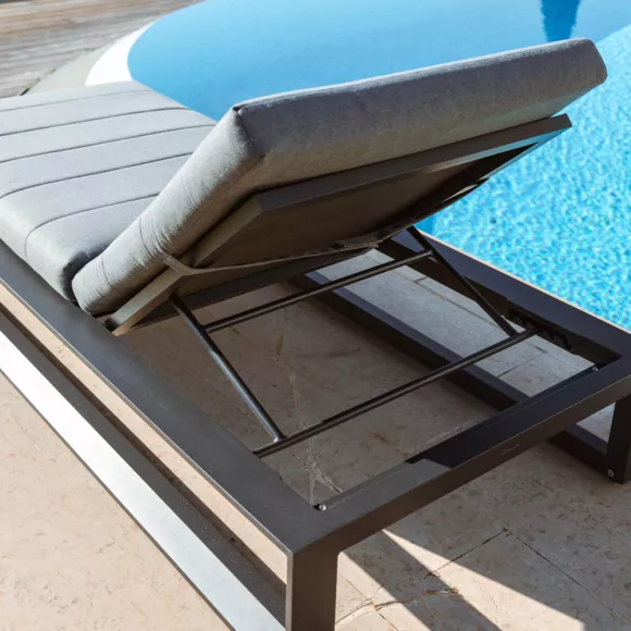 Eminza Transat En Aluminium Elba Gris Anthracite