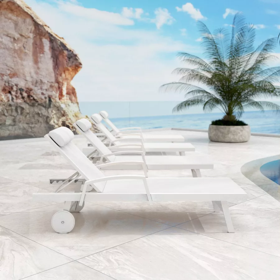 Eminza Transat En Aluminium Pirae Blanc