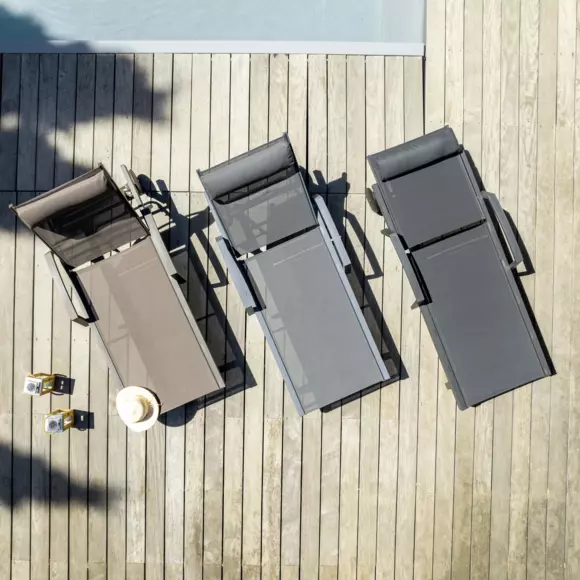 Eminza Transat En Aluminium Pirae Gris Anthracite